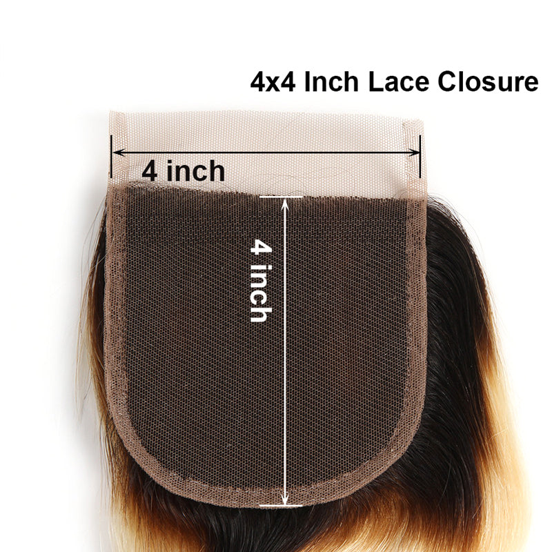 [Abyhair 10A] Ombre 1B/613 Brazilian Body Wave 3 Bundles With 4x4 Free Part Lace Closure