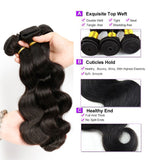 [Abyhair 9A] Body Wave 3 Bundles With 4x4 Lace Closure Indian Human Hair