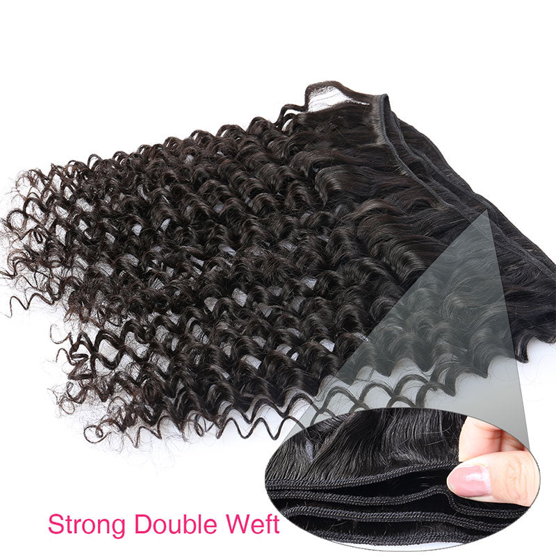 [Abyhair 8A] Deep Wave Weave 3 Bundles With Lace Frontal 13x4 Closure Malaysian Remy Hair