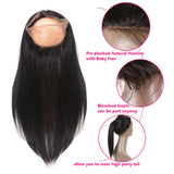 [Abyhair 8A] Straight 360 Lace Frontal With 3 Bundles Natural Hairline Peruvian Remy Hair Weave