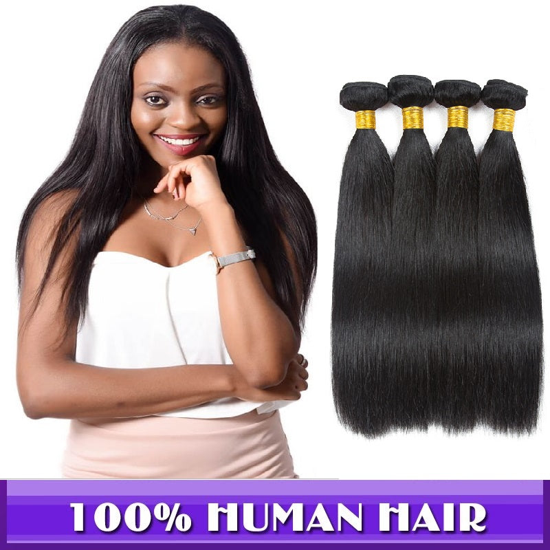 [Abyhair 10A] Malaysian Straight Hair 4 Bundles 100% Human Hair Weave Extensions