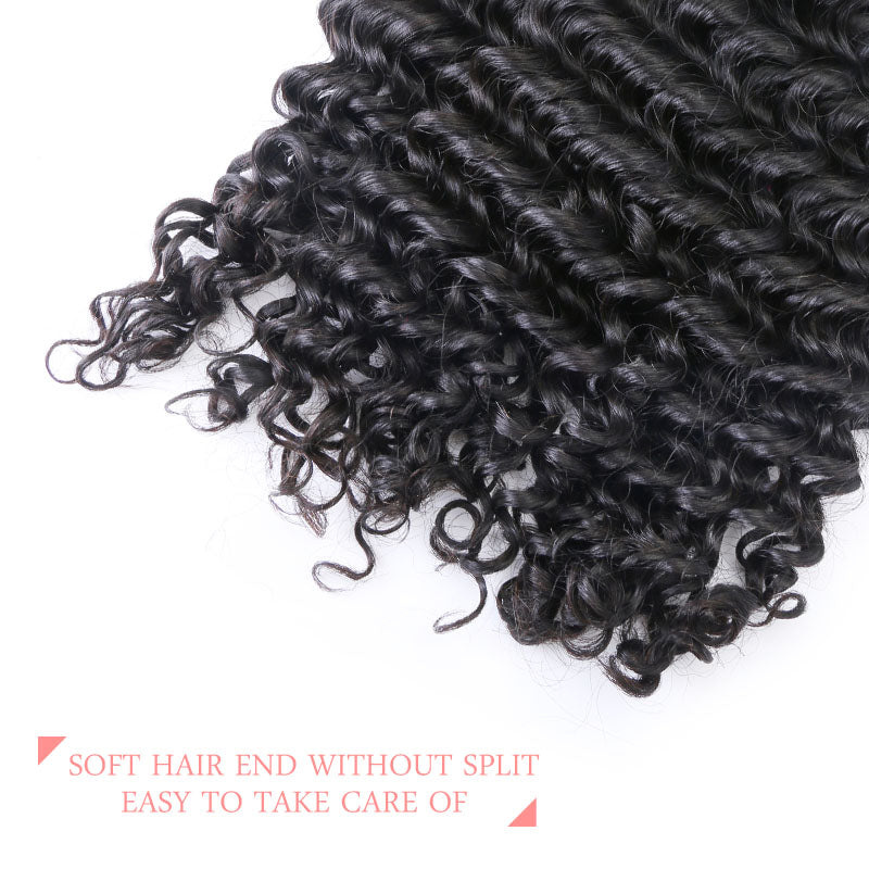 [Abyhair 10A] Brazilian Deep Wave 4 Bundles With 13x 4 Lace Frontal Closure With Baby Hair