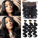 [Abyhair 8A] Body Wave Weave 3 Bundles With Lace Frontal 13x4 Closure Indian Remy Hair