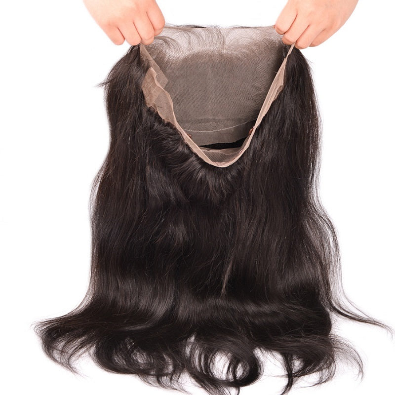 [Abyhair 10A] Indian Straight Hair 2 Bundles With 360 lace Frontal Closure Virgin Human Hair