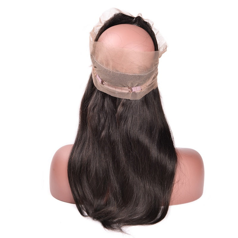 [Abyhair 8A] Straight 360 Lace Frontal With 2 Bundles Natural Hairline Indian Remy Hair Weave