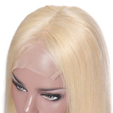 613 Blonde Short Bob Straight 4x4 Lace Front Human Hair Wigs Pre Plucked With Baby Hair