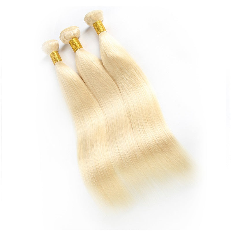 10A Virgin 613 Blonde Brazilian Straight Hair 3 Bundles Human Hair Weave