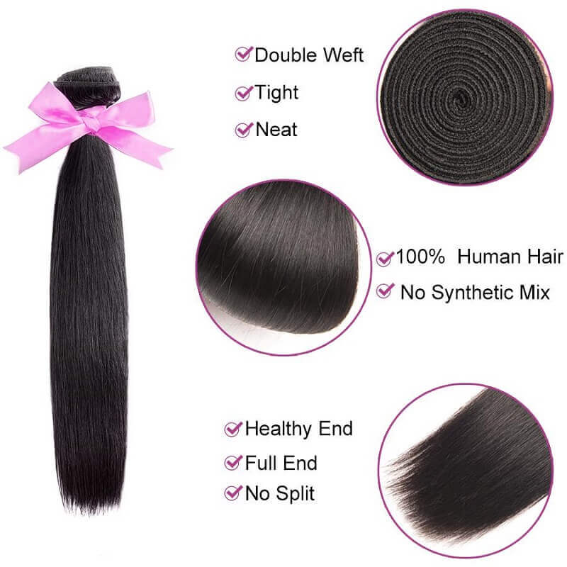 [Abyhair 10A] Straight Human Hair 1 Bundle Unprocessed Virgin Hair Weave 105g