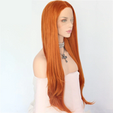 Orange Color Natural Wave Synthetic Lace Front Daily Wigs For Women