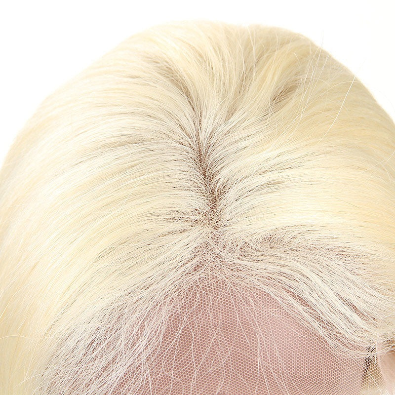 9A Virgin Straight 613 Blonde 360 Lace Frontal Closure Natural Hairline