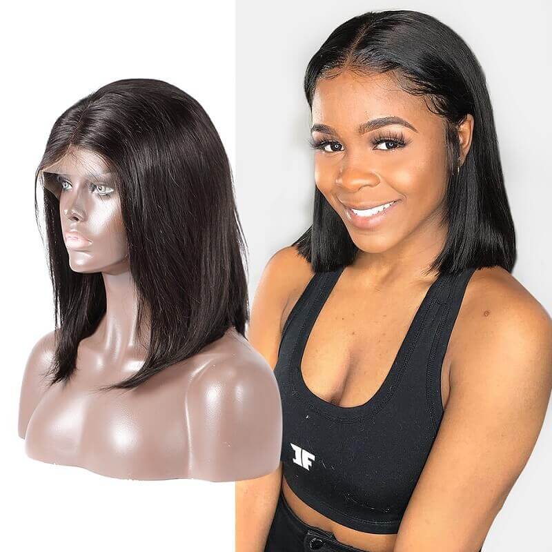 13x4 Short Bob Straight Lace Front Wig Human Hair Wig Pre Plucked With Baby Hair For Women