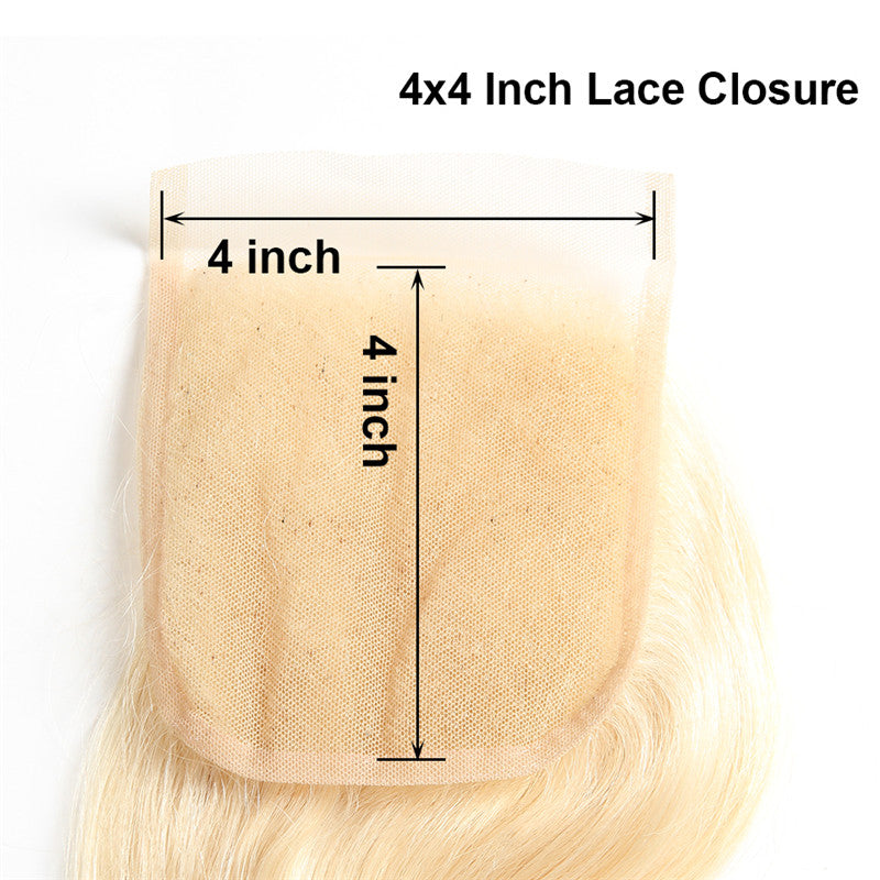 9A Virgin 613 Blonde Body Wave 4x4 Lace Closure Free Part Swiss Lace Closure