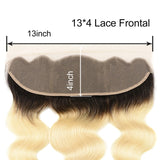 [Abyhair 10A] 1B/613 Ombre Body Wave Hair 13x4 Lace Frontal Closure With Dark Roots