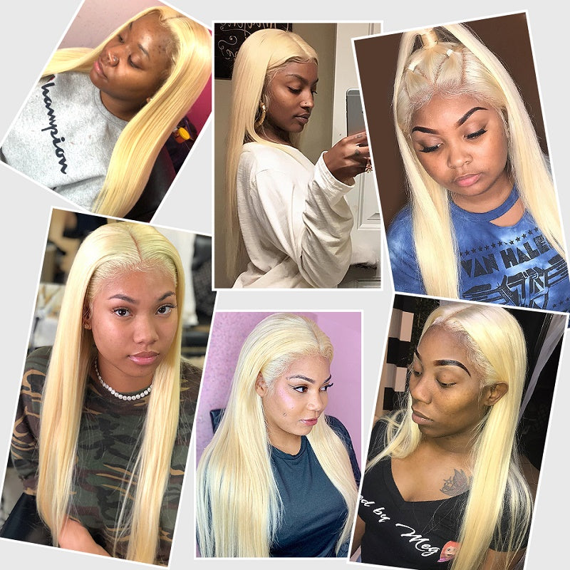 613 Blonde Straight Lace Front Wigs Human Hair Pre Plucked With Baby Hair