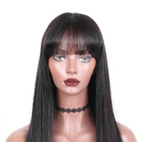 13x4 Straight Hair Lace Front Wig with Bangs Pre Plucked Human Hair Wigs