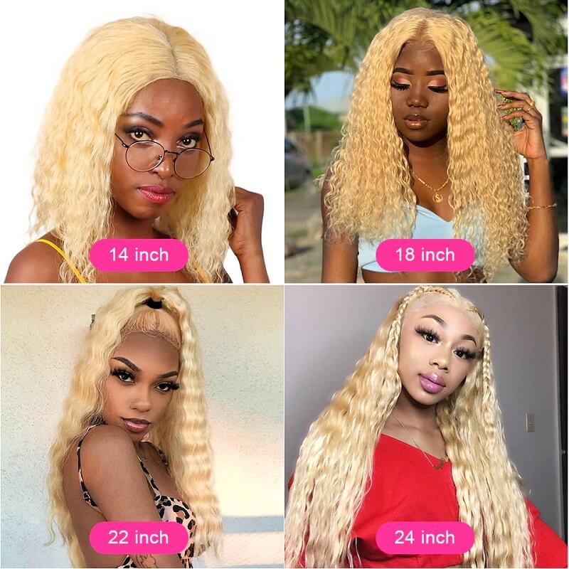 13x6 Curly 613 Blonde HD Transparent Lace Front Human Hair Wigs