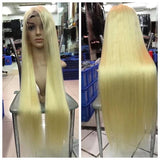 [Custom Unit] 26 28 30 inch Transparent 613 Honey Blonde Long Silky Straight Human Hair Lace Front Wigs