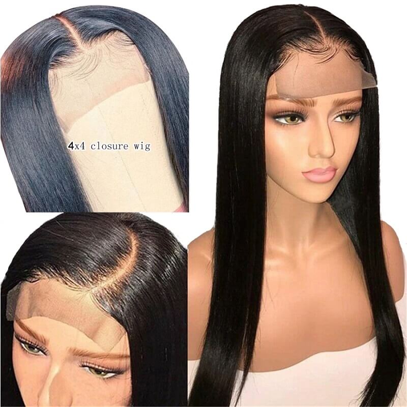 [Custom Unit] Brazilian 4x4 Silky Straight Lace Closure Human Hair Wig