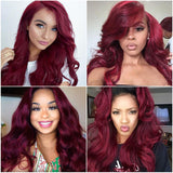Body Wave 99J Burgundy Colored 13x4 Lace Front Human Hair Wigs Pre Plucked With Baby Hair[Custom Unit]