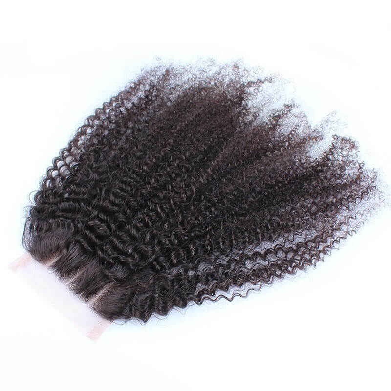 [Abyhair 10A] Afro Kinky Curly 5x5 Lace Closure Human Hair Swiss Lace Closure Pre Plucked With Baby Hair