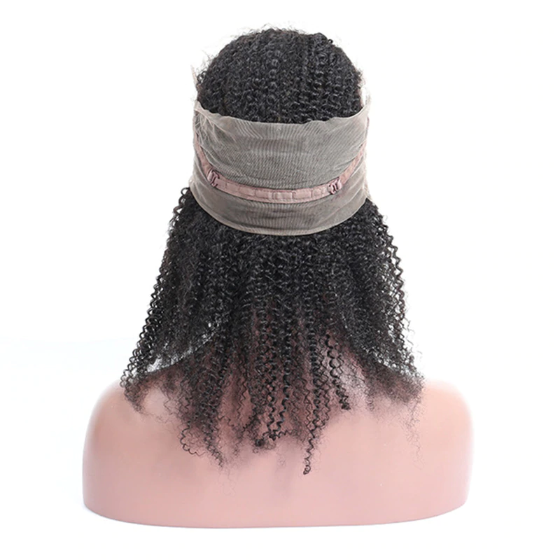 10A Virgin Afro Kinky Curly Hair 360 Lace Frontal Closure Pre Plucked With Baby Hair