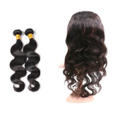 [Abyhair 8A] Body Wave 360 Lace Frontal With 2 Bundles Natural Hairline Indian Remy Hair Weave