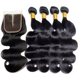 [Abyhair 8A] Peruvian 4 Bundles With 4x4 Lace Closure Body Wave Remy Human Hair