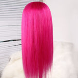[Custom Unit] Hot Pink Long Silky Straight 360 Full Lace Front Human Remy Hair Wig