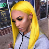 [Custom Unit] Yellow Long Silky Straight 360 Full Lace Front Human Remy Hair Wig