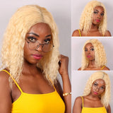 Transparent Lace 613 Blonde Wig Short Bob 13x4 Deep Wave Human Hair Wigs Pre Plucked With Baby Hair