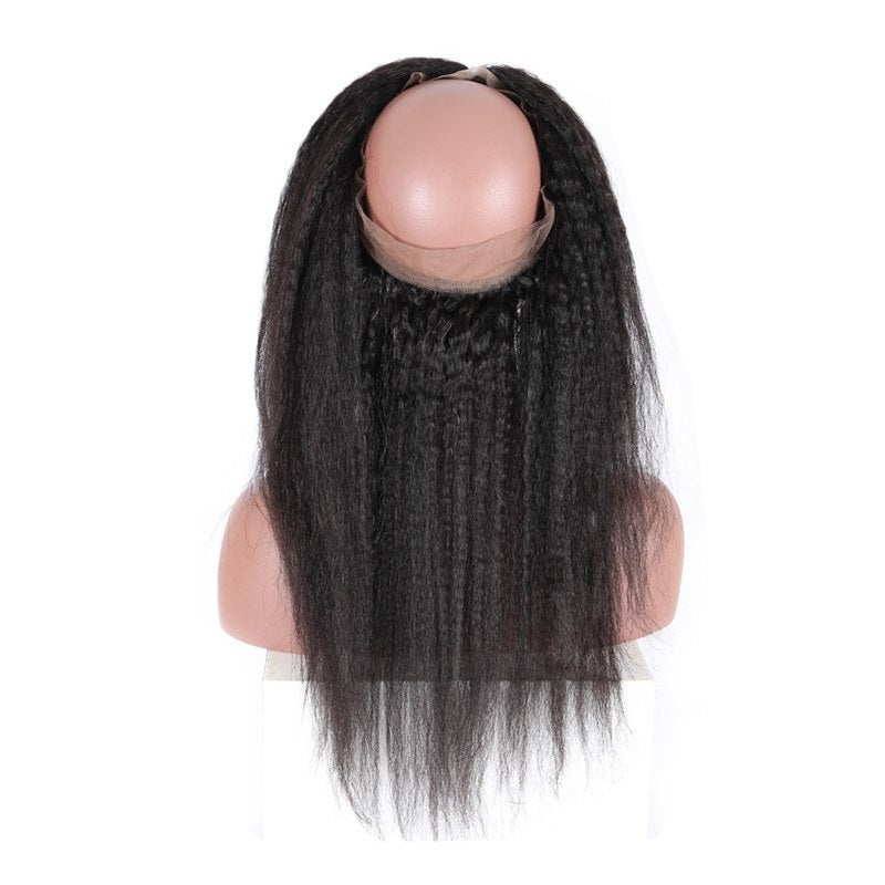 8A Virgin Kinky Straight 360 Lace Frontal Natural Hairline Pre Plucked With Baby Hair