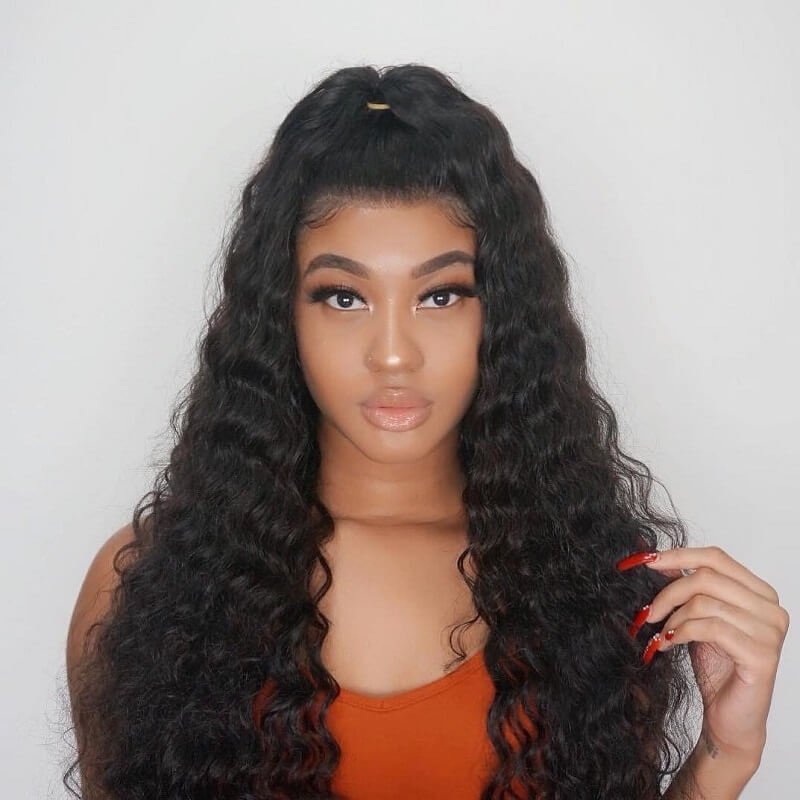 Loose Deep Wave 360 Lace Frontal Wig Natural Hairline Pre Plucked With Baby Hair