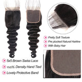 [Abyhair 10A] Loose Deep Wave 5x5 Lace Closure Human Hair Swiss Lace Closure Pre Plucked With Baby Hair