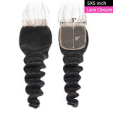 [Abyhair 10A] Loose Deep Wave 5x5 Lace Closure Human Hair Swiss Lace Closure Pre Plucked With Baby Hair