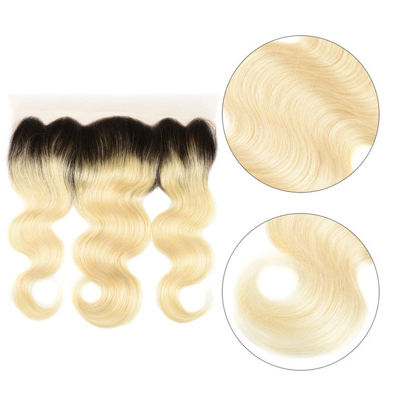 [Abyhair 10A] 1B/613 Ombre Body Wave Hair 13x4 Lace Frontal Closure With Dark Roots