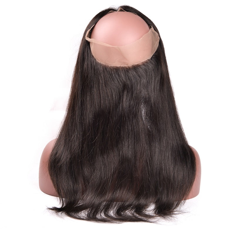 9A Virgin Straight 360 Lace Frontal Closure Bleached Knots 130% Density