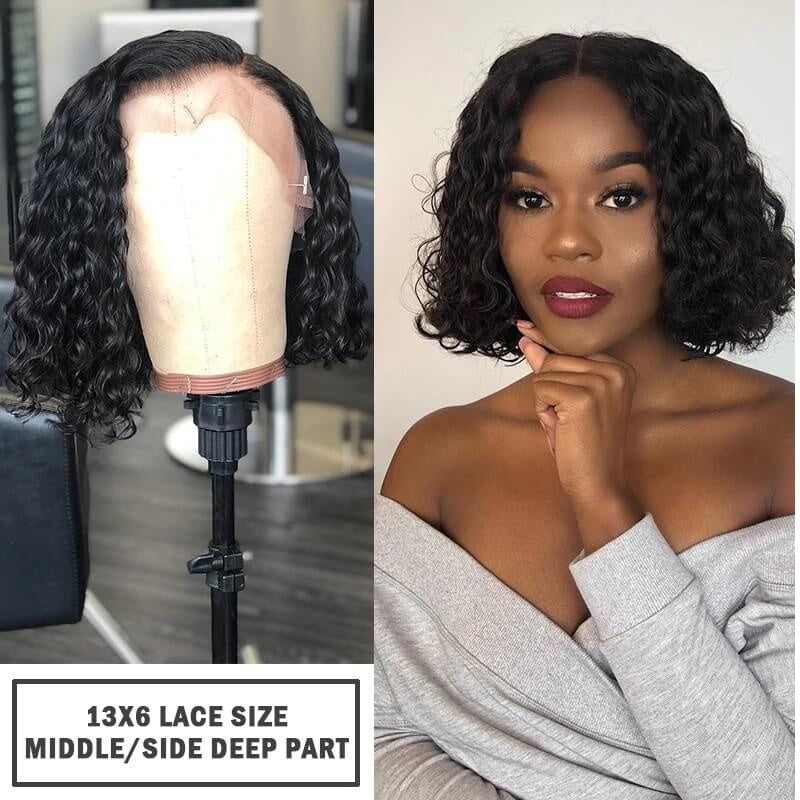 13x6 Short Bob Loose Wave Lace Front Human Hair Wig Pre Plucked With Baby Hair For women