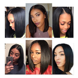 13x6 Short Bob Straight Lace Front Human Hair Wig Pre Plucked With Baby Hair For women