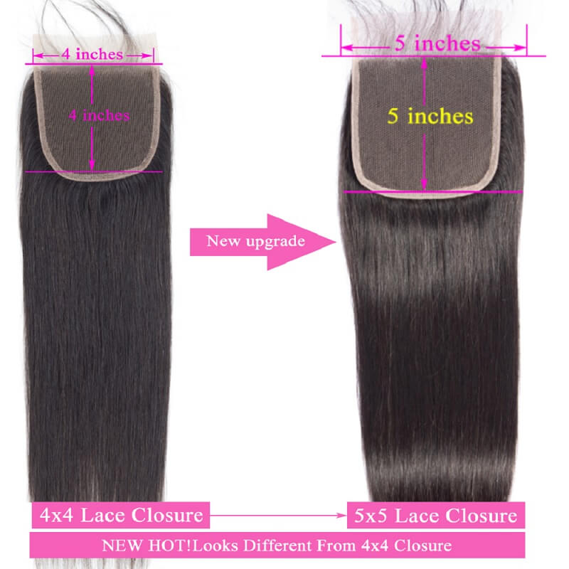 [Abyhair 10A] Straight 5x5 Lace Closure Human Hair Swiss Lace Closure Pre Plucked With Baby Hair