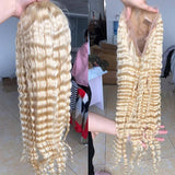 Transparent 613 Curly Honey Blonde Lace Front Wigs Brazilian Human Hair Pre-plucked with Baby Hair