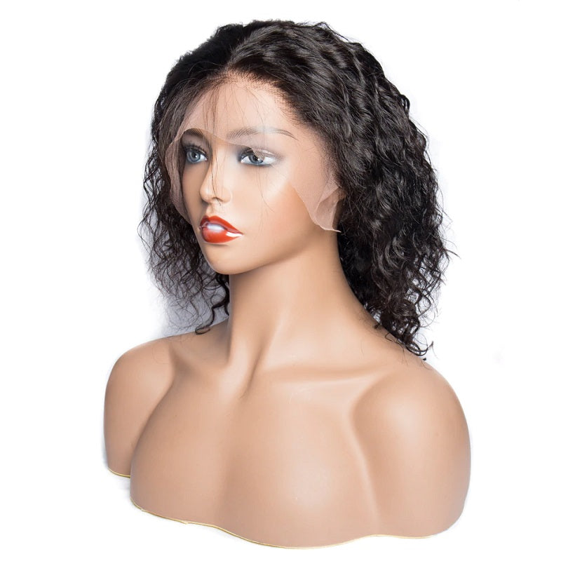 Short Bob Water Wave 13x4 Lace Front Human Hair Wig Pre Plucked With Baby Hair For Women