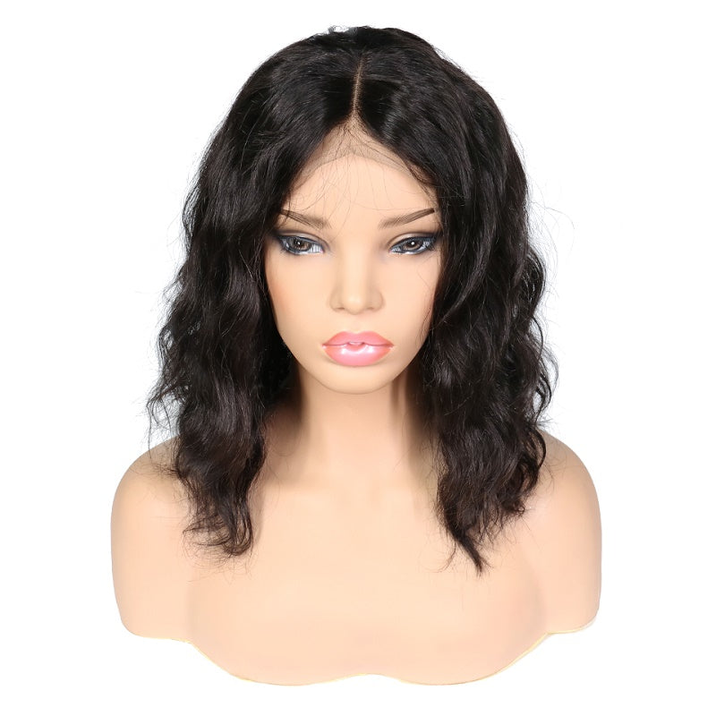 13x4 Short Bob Wavy Lace Front Human Hair Wig Pre Plucked With Baby Hair For Women