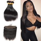 [Abyhair 9A] Straight Hair 13x 4 Lace Frontal Closure With 3 Bundles Indian Human Hair
