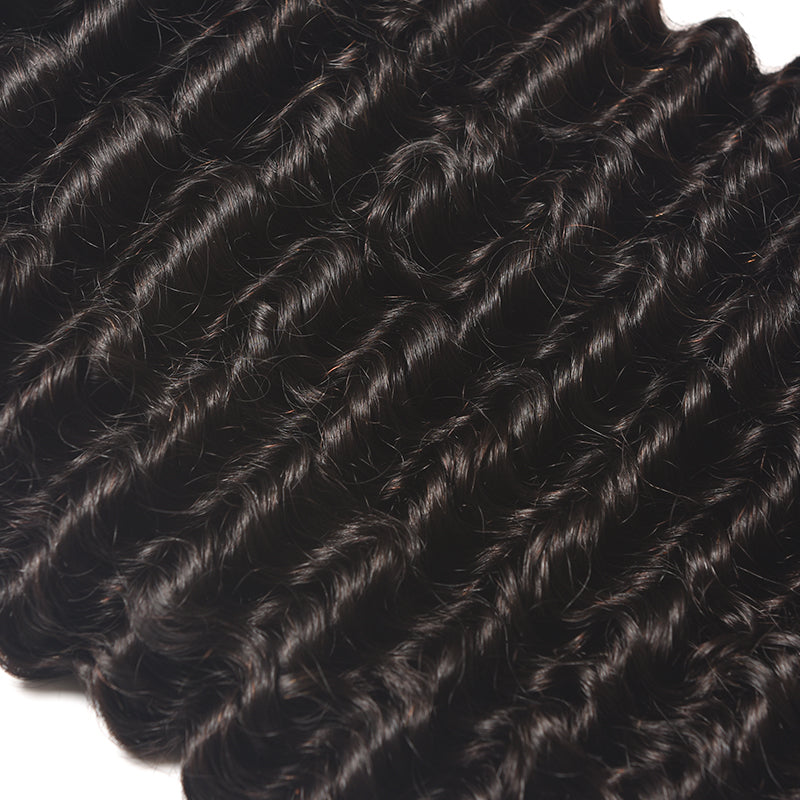 [Abyhair 9A] Deep Wave 13x 4 Lace Frontal Closure With 3 Bundles Peruvian Human Hair