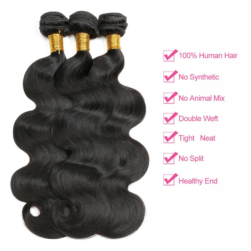 [Abyhair 9A] 360 lace Frontal Closure With 3 Bundles Peruvian Body Wave Hair Weave