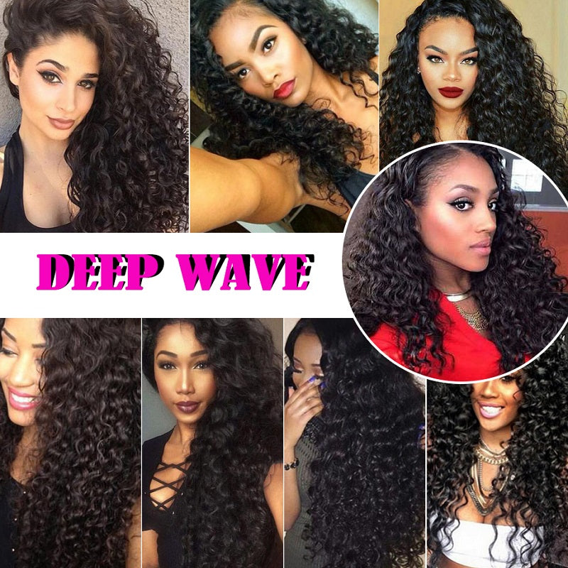 [Abyhair 9A] 360 lace Frontal Closure With 2 Bundles Malaysian Deep Wave Hair Weave