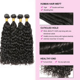 [Abyhair 10A] Peruvian Human Hair Deep Wave 4 Bundles With 4x4 Lace Closure Free Part
