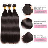 [Abyhair 9A] 360 lace Frontal Closure With 3 Bundles Indian Straight Hair Weave