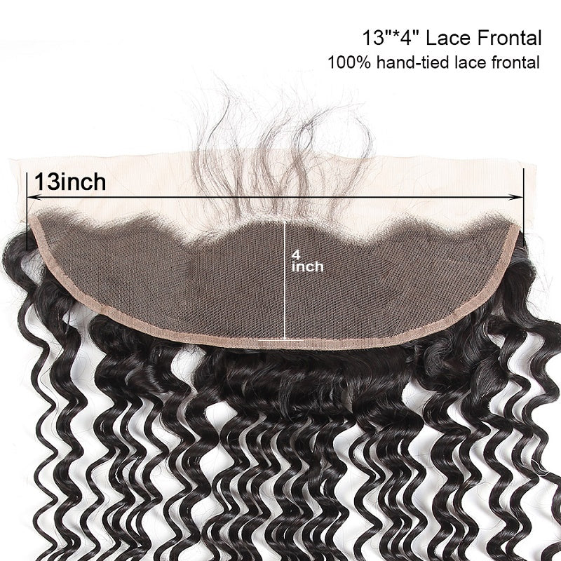 10A Virgin Deep Wave Hair 13x4 Ear to Ear Lace Frontal Closure 130% Density
