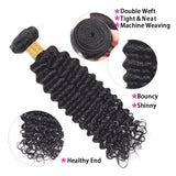 [Abyhair 10A] Indian Human Hair Deep Wave 3 Bundles With 4x4 Lace Closure Free Part